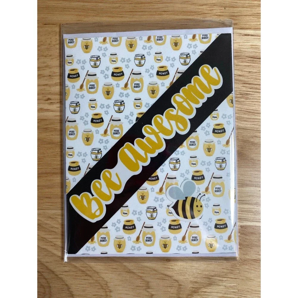 Bee & Honey Greeting Card – Handmade A2 Card – All Occasion Blank Card